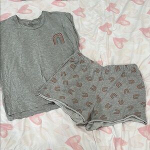 Mighty Fine Gray Pajama Set with Rainbow Details